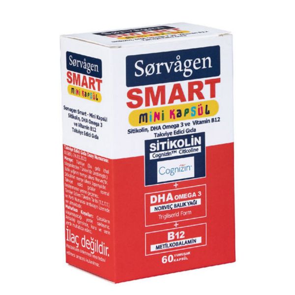 Sorvagen Sitikolin DHA Omega-3 ve B12 60 Mini Kapsül