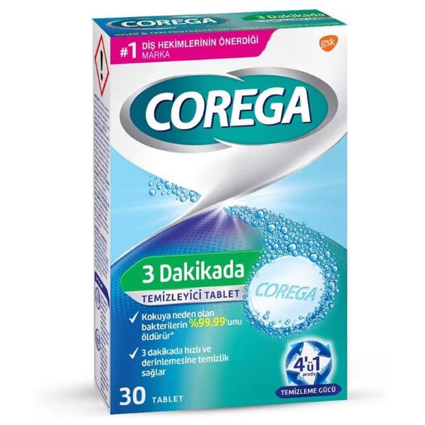 Corega 3 Dakikada Temizleyici 30 Tablet