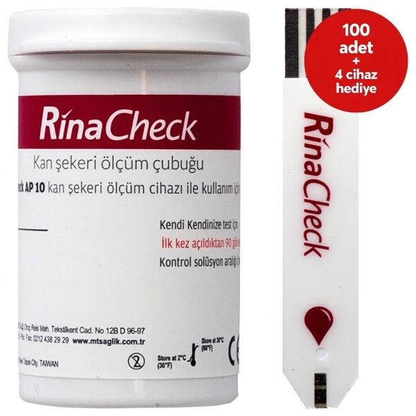 Rina Check Seker Ölçüm Strip 100 Adet + 4 Cihaz Hediye